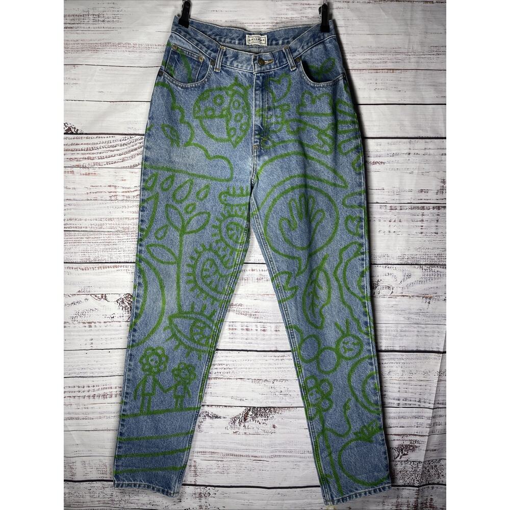 Arizona Jean Company 11 Long Graffiti Whimsical Straight Leg Jeans